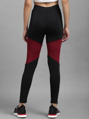 Kotty Women Maroon & Black Colourblocked Tights