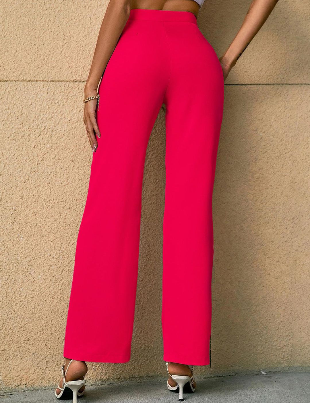 Kotty Women Relaxed Straight Fit High-Rise Easy Wash Trousers