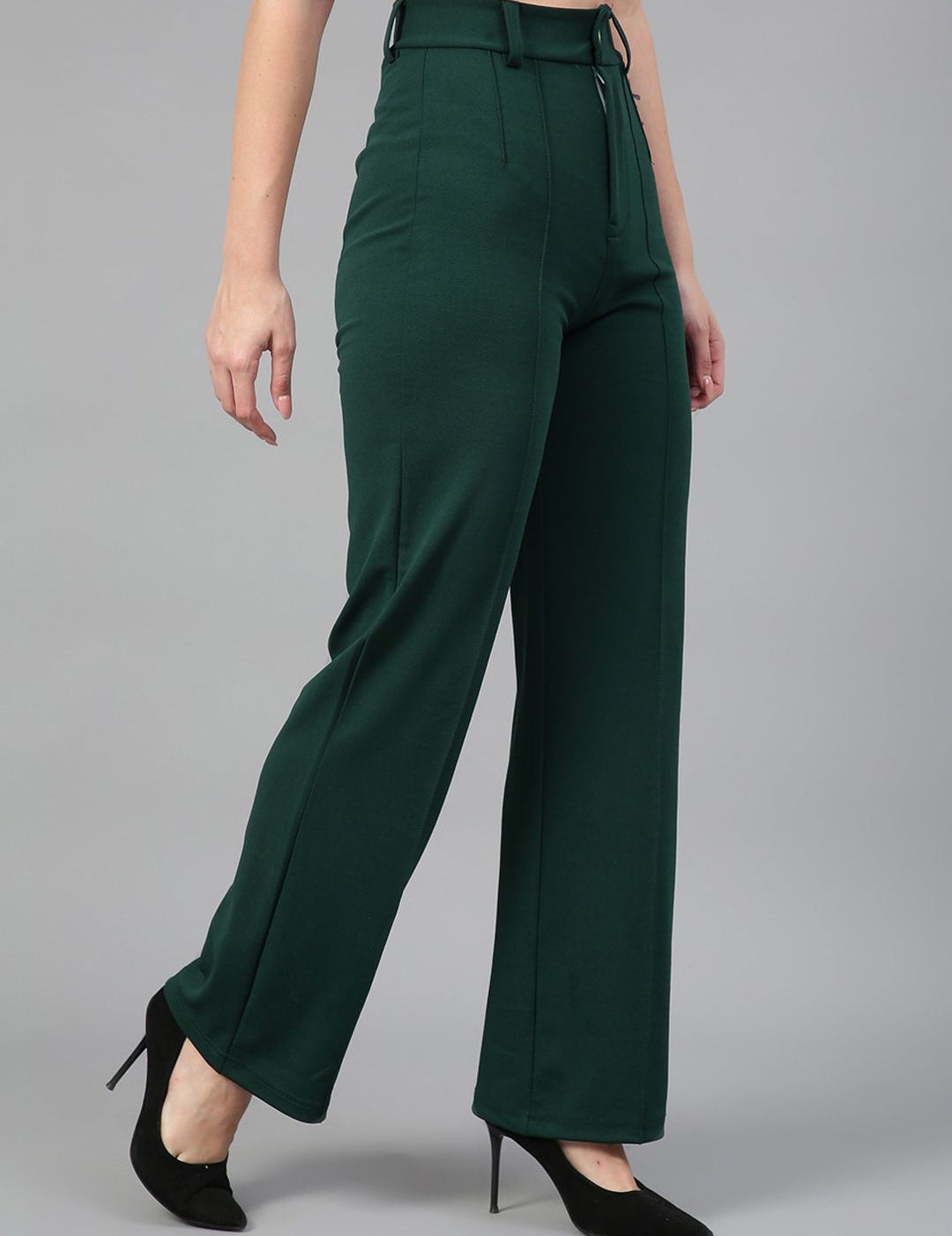 Kotty Women Pack Of 2 Relaxed Straight Leg Fit High-Rise Easy Wash Trousers