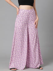 Kotty Women Relaxed Floral Printed Flared High-Rise Easy Wash Parallel Trousers