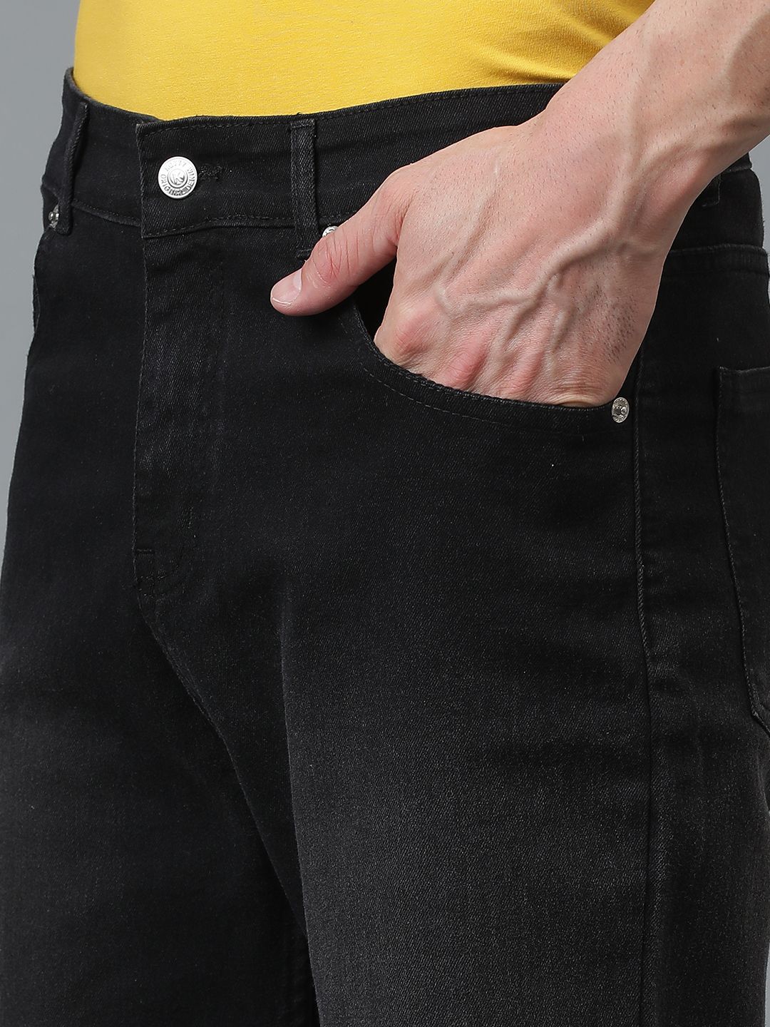 Kotty Men Jean Low-Rise Slash Knee Stretchable Jeans