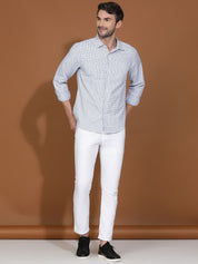 Kotty New Grid Tattersall Checks Spread Collar Casual Shirt