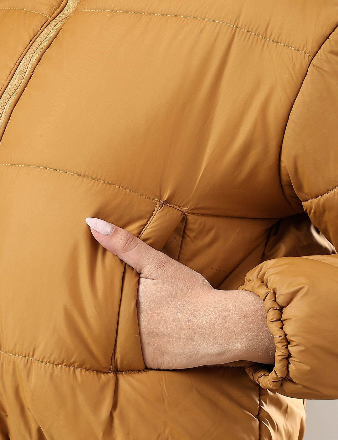 Kotty Women Mock Collar Solid Casual Puffer Insulator Jacket