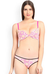 Kotty Women Pink Printed Lingerie Set KTTIW122