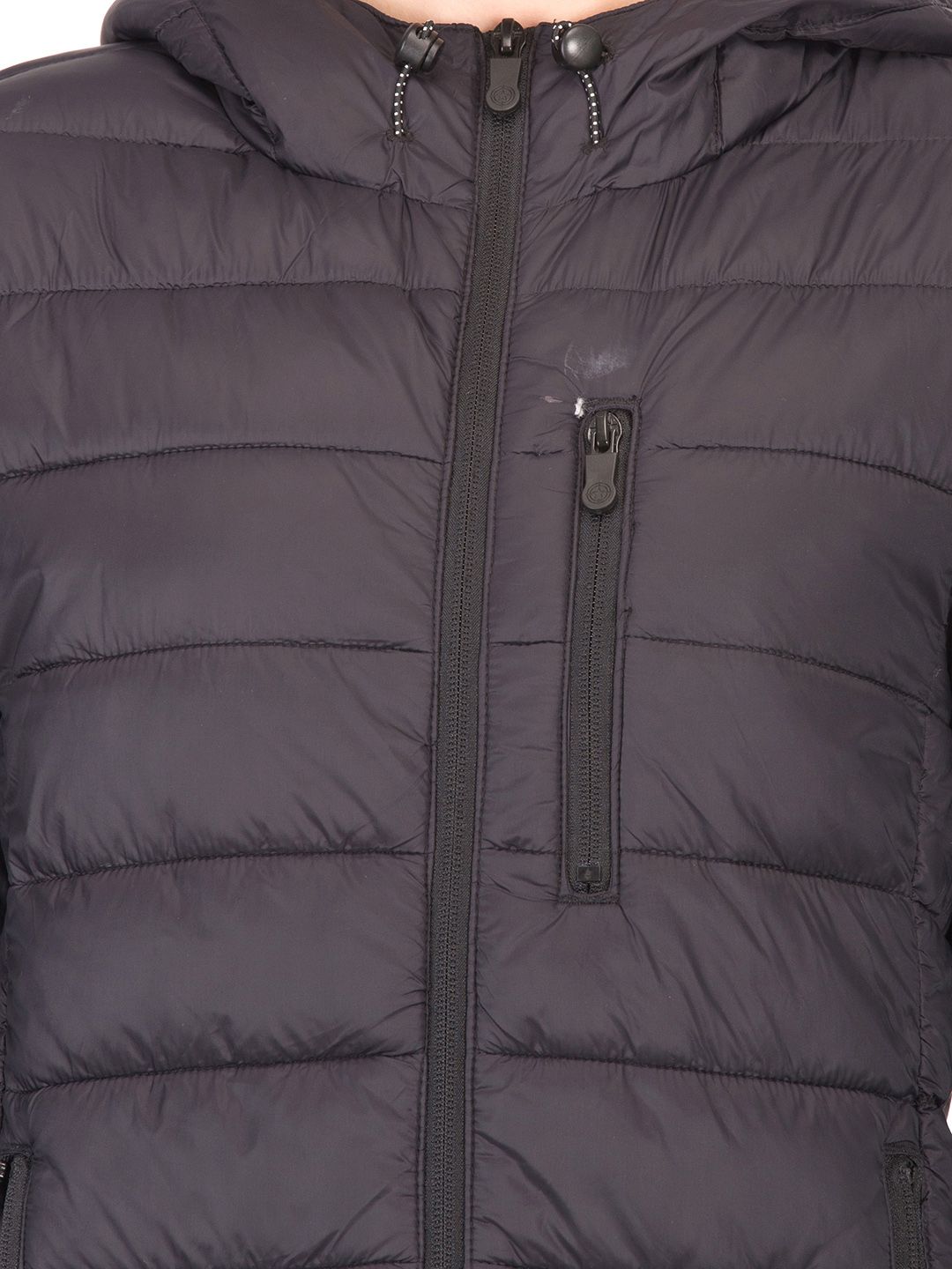 Kotty Women Black Solid Insulator Hooded Puffer Jacket