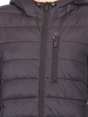 Kotty Women Black Solid Insulator Hooded Puffer Jacket