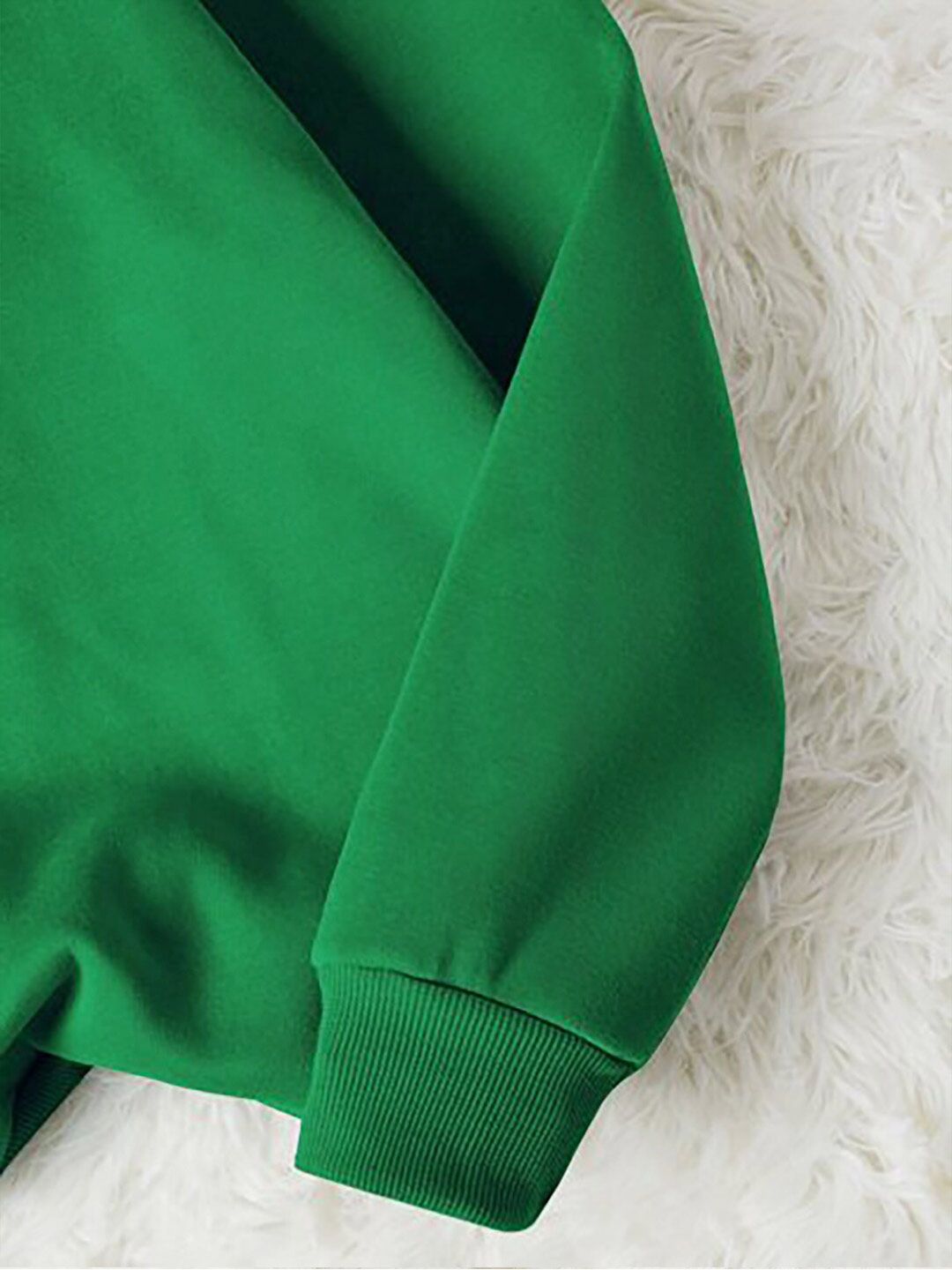 Kotty Green Typography Printed Long Sleeves Fleece Pullover Sweatshirt