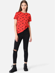 Kotty Women Pack of 2 Pink & Red Printed Round Neck T-shirts