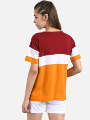 Kotty Women Multicoloured Colourblocked Round Neck T-shirt