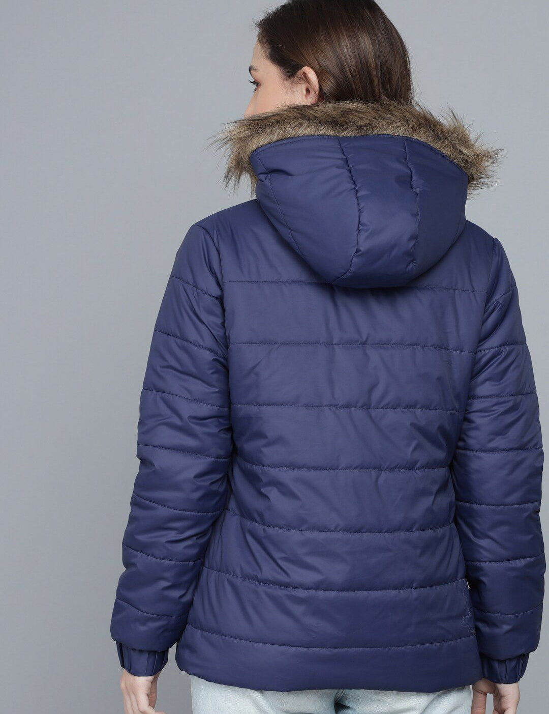 Kotty Women Navy Blue Lightweight Puffer Jacket
