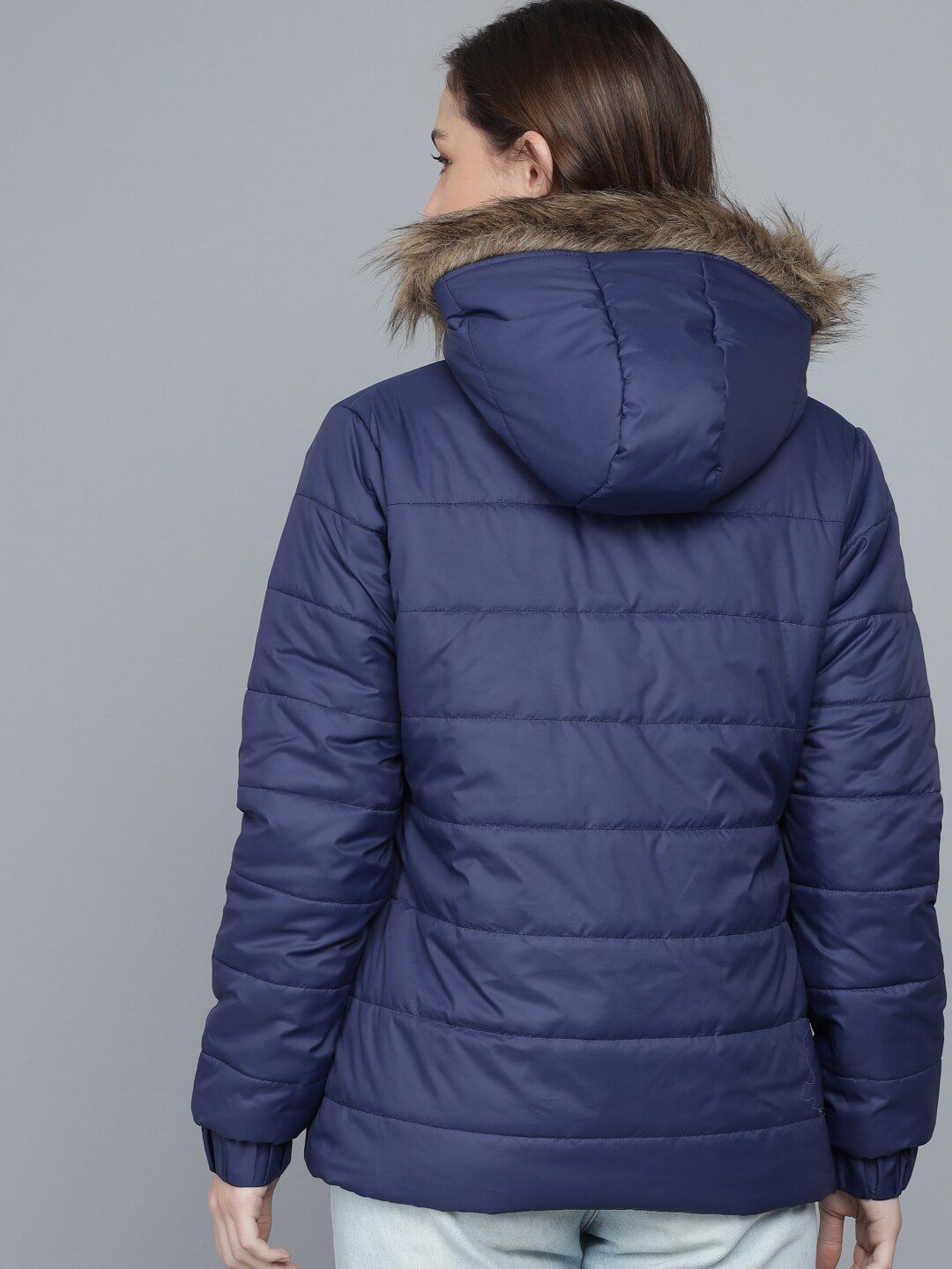 Kotty Women Navy Blue Lightweight Puffer Jacket