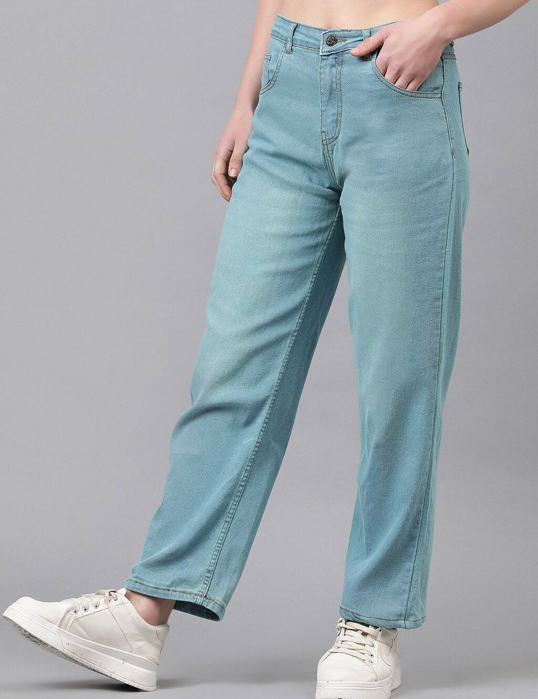 Kotty Women Blue Jean Straight Fit High-Rise Stretchable Jeans