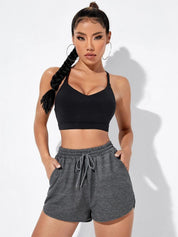 KOTTY Basics Women Grey Mid-Rise Running Sports Shorts
