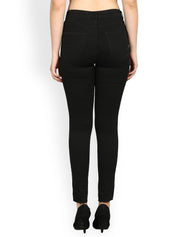 Kotty Women Black Skinny Fit High-Rise Slash Knee Jeans
