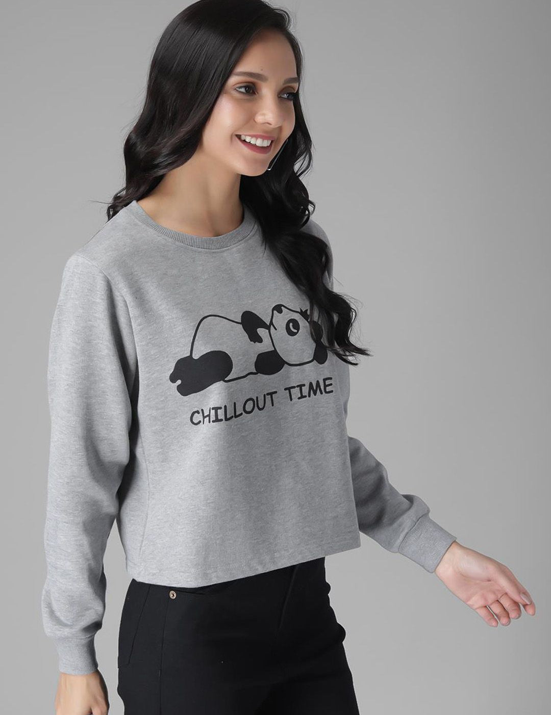 Kotty Women Grey Printed Sweatshirt