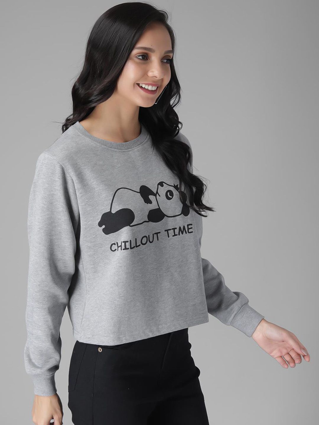 Kotty Women Grey Printed Sweatshirt