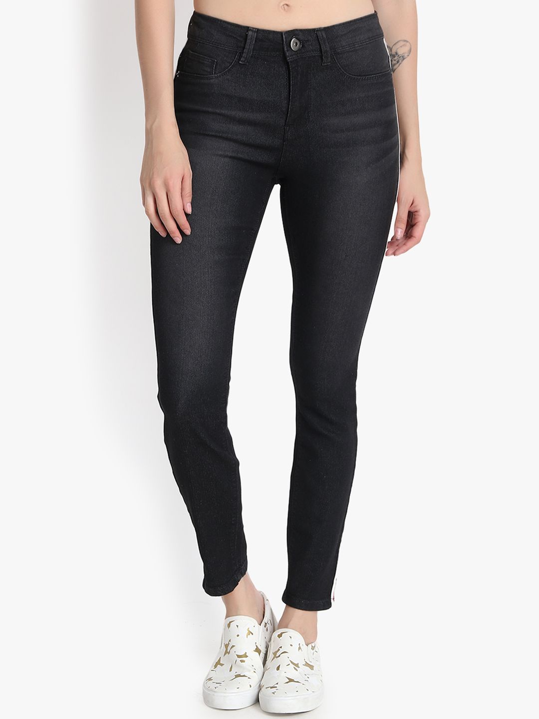 Kotty Women Black Skinny Fit High-Rise Clean Look Stretchable Jeans