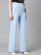 KOTTY BIZwear Women Relaxed Straight Leg High-Rise Easy Wash Straight Fit Trousers