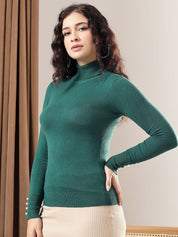 Kotty Women Ribbed High Neck Pullover