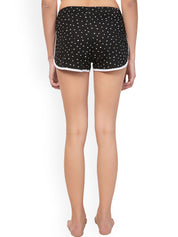 Kotty Women Black Polka Dots Printed Lounge Shorts
