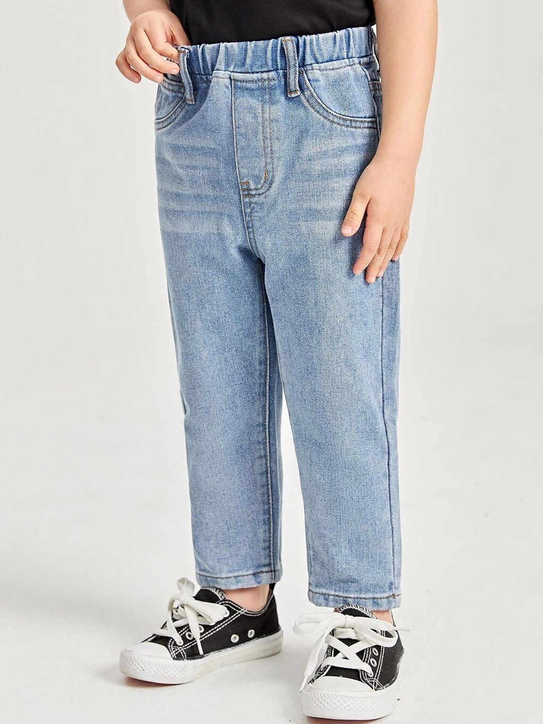 Kotty Boys Heavy Fade Clean Look Cropped Mid-Rise Cotton Stretchable Jeans