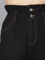 Kotty Women Black Boyfriend Fit High-Rise Pure Cotton Jeans