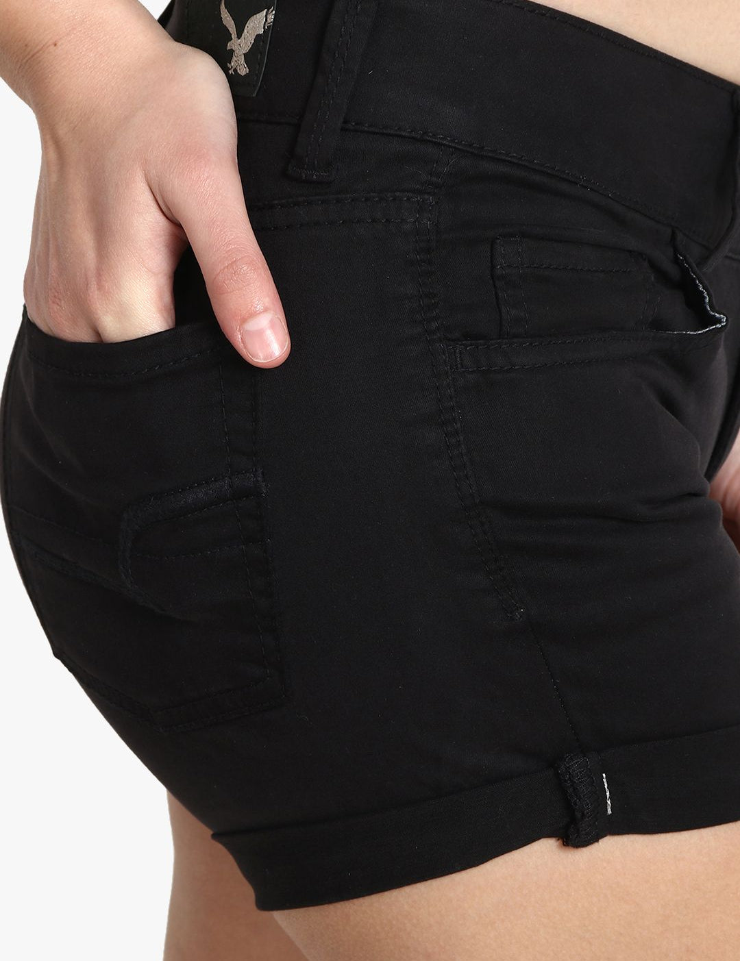 Kotty Women Black Solid Regular Fit Denim Shorts