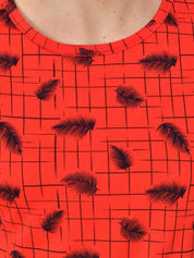 Kotty Women Red & Black Printed Night Suit