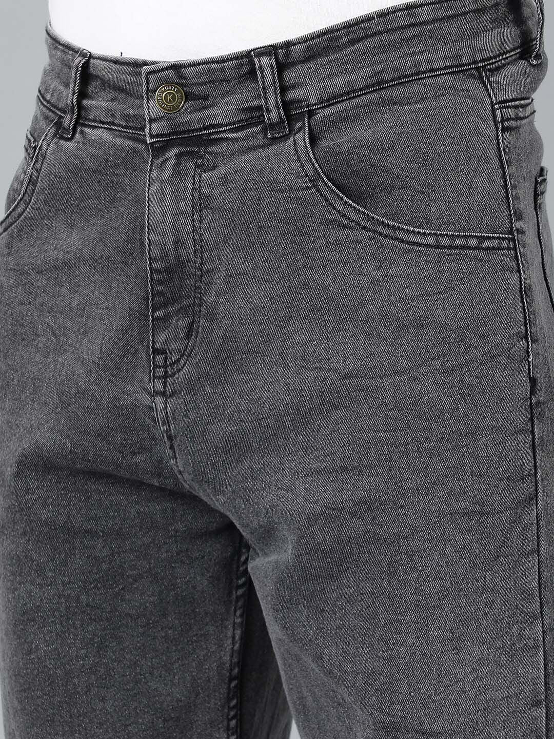 Kotty Men Charcoal Jean Fit Low-Rise Heavy Fade Stretchable Jeans