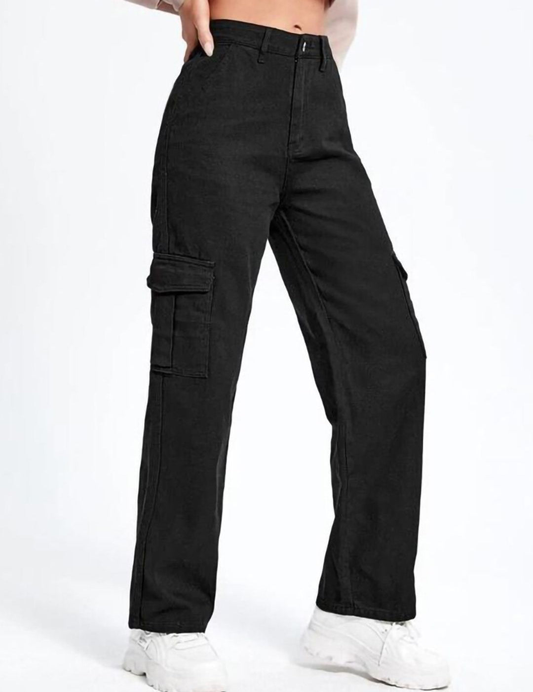 Kotty Women Black Straight Fit High Rise Clean Look Stretchable Jeans