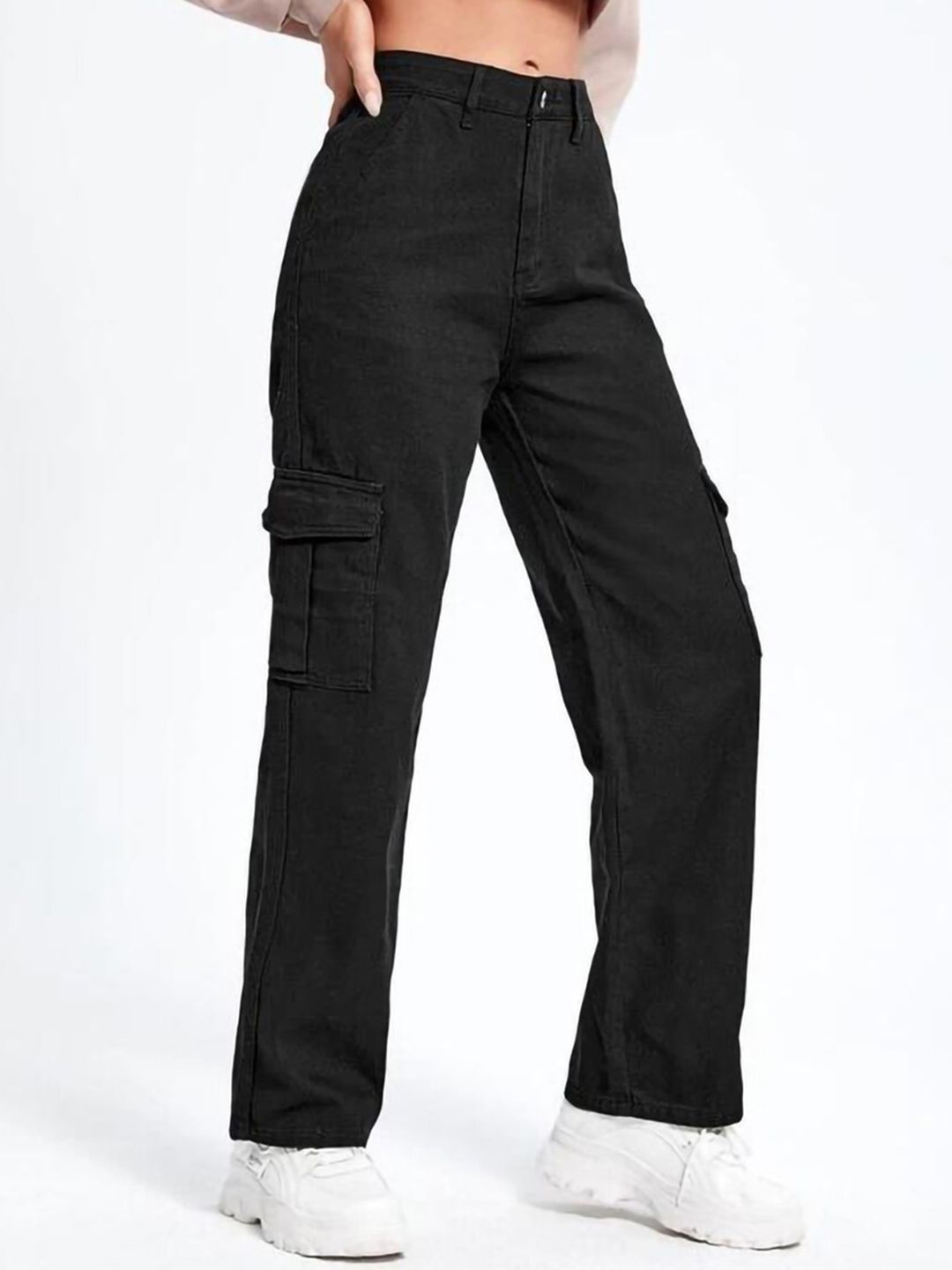 Kotty Women Black Straight Fit High Rise Clean Look Stretchable Jeans