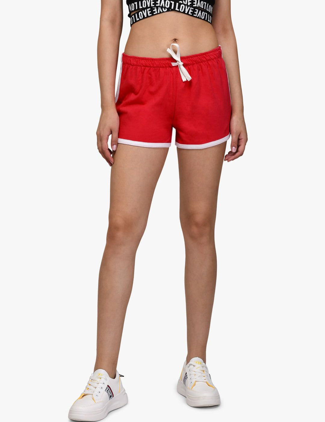 Kotty Women Red Solid Regular Fit Shorts
