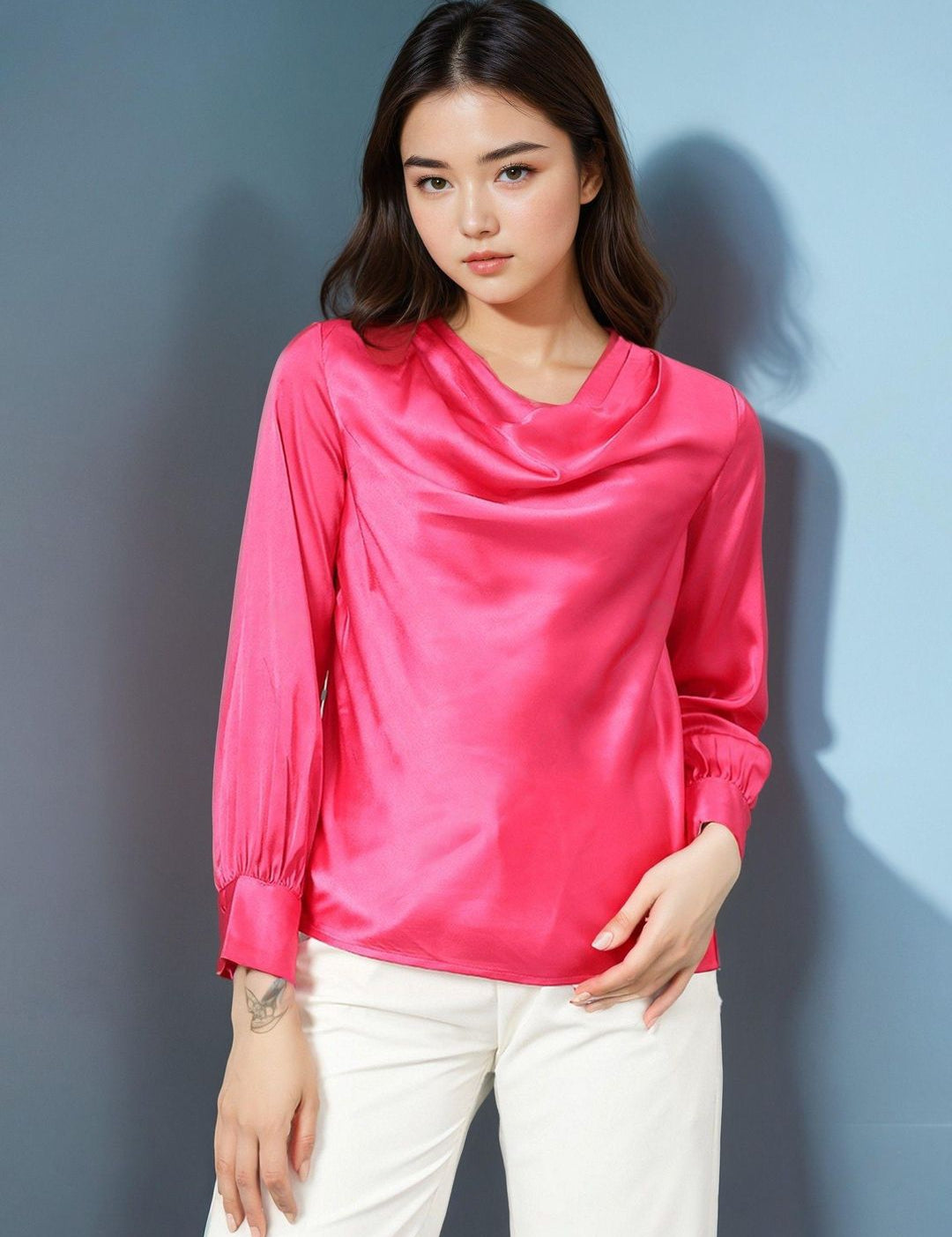 Kotty Women Cowl Neck Satin Top