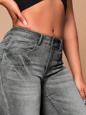 Kotty Women Grey Jean Bootcut Heavy Fade Clean Look Stretchable Jeans