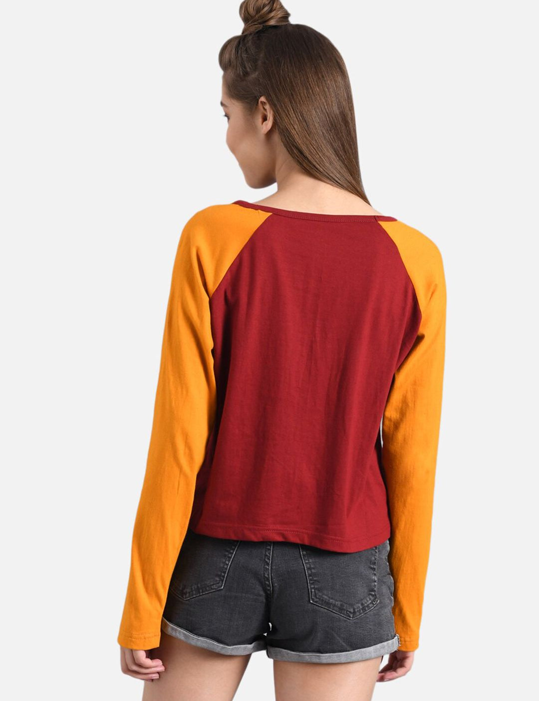 Kotty Women Maroon Solid Round Neck T-shirt