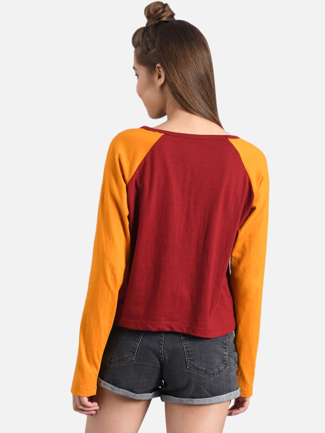 Kotty Women Maroon Solid Round Neck T-shirt