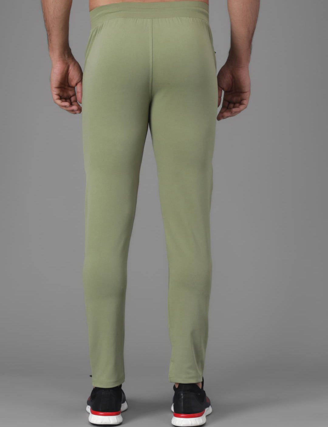 Kotty Men Green & Grey Striped Straight Fit Track Pants