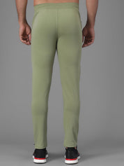 Kotty Men Green & Grey Striped Straight Fit Track Pants