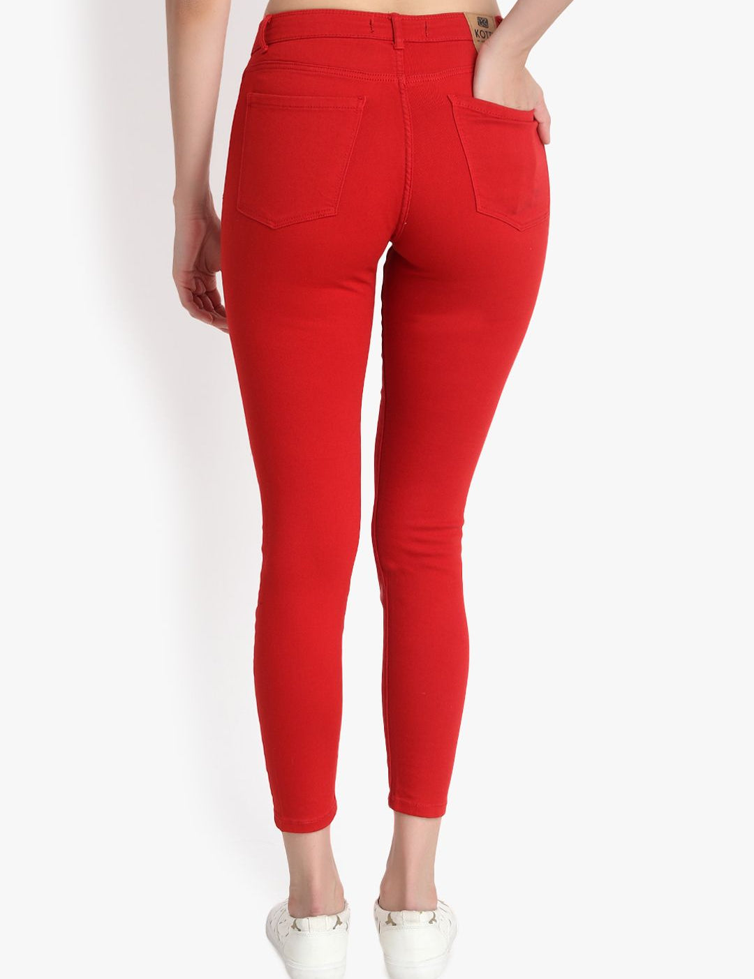 Kotty Women Red Skinny Fit High-Rise Clean Look Jeans