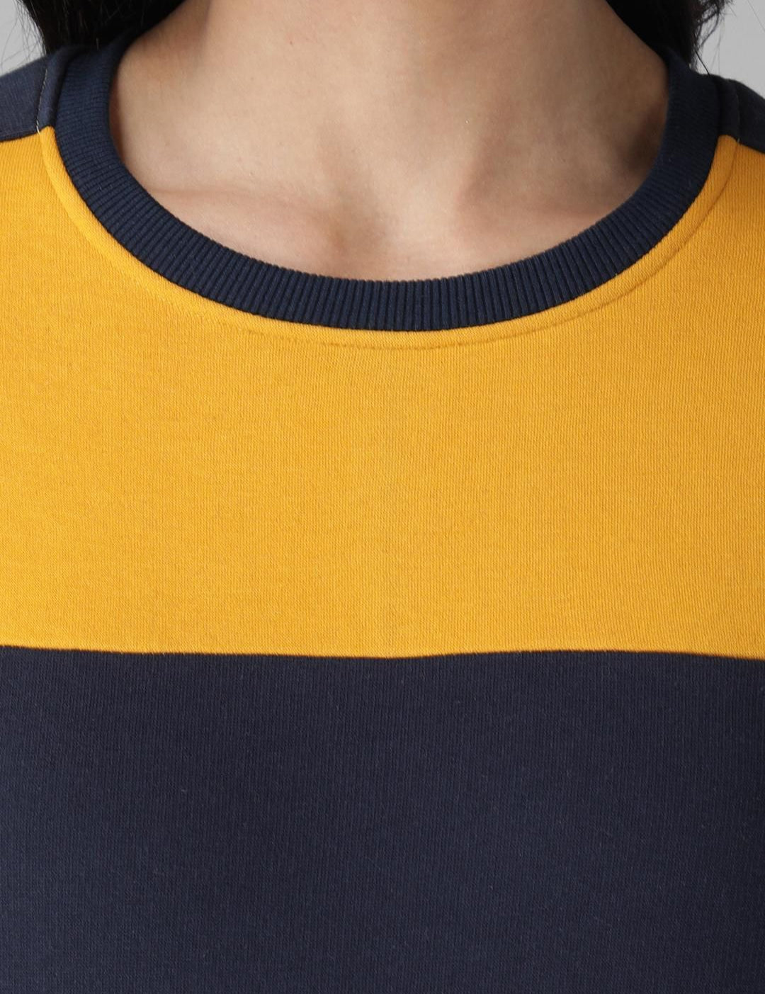 Kotty Women Yellow & Blue Colourblocked Sweatshirt
