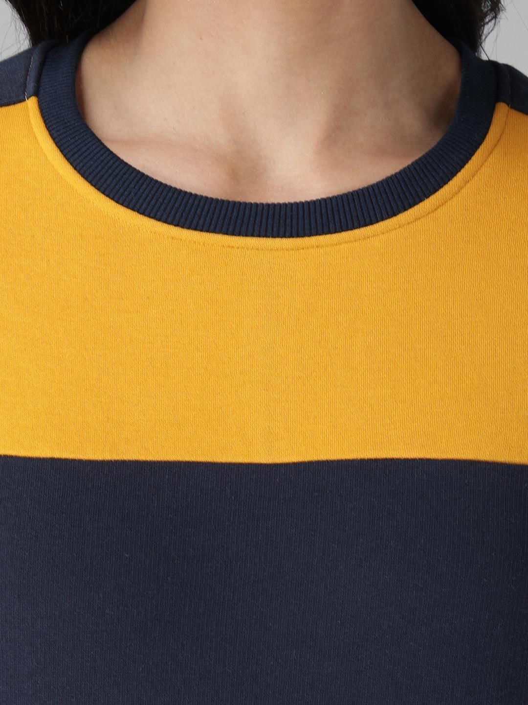 Kotty Women Yellow & Blue Colourblocked Sweatshirt