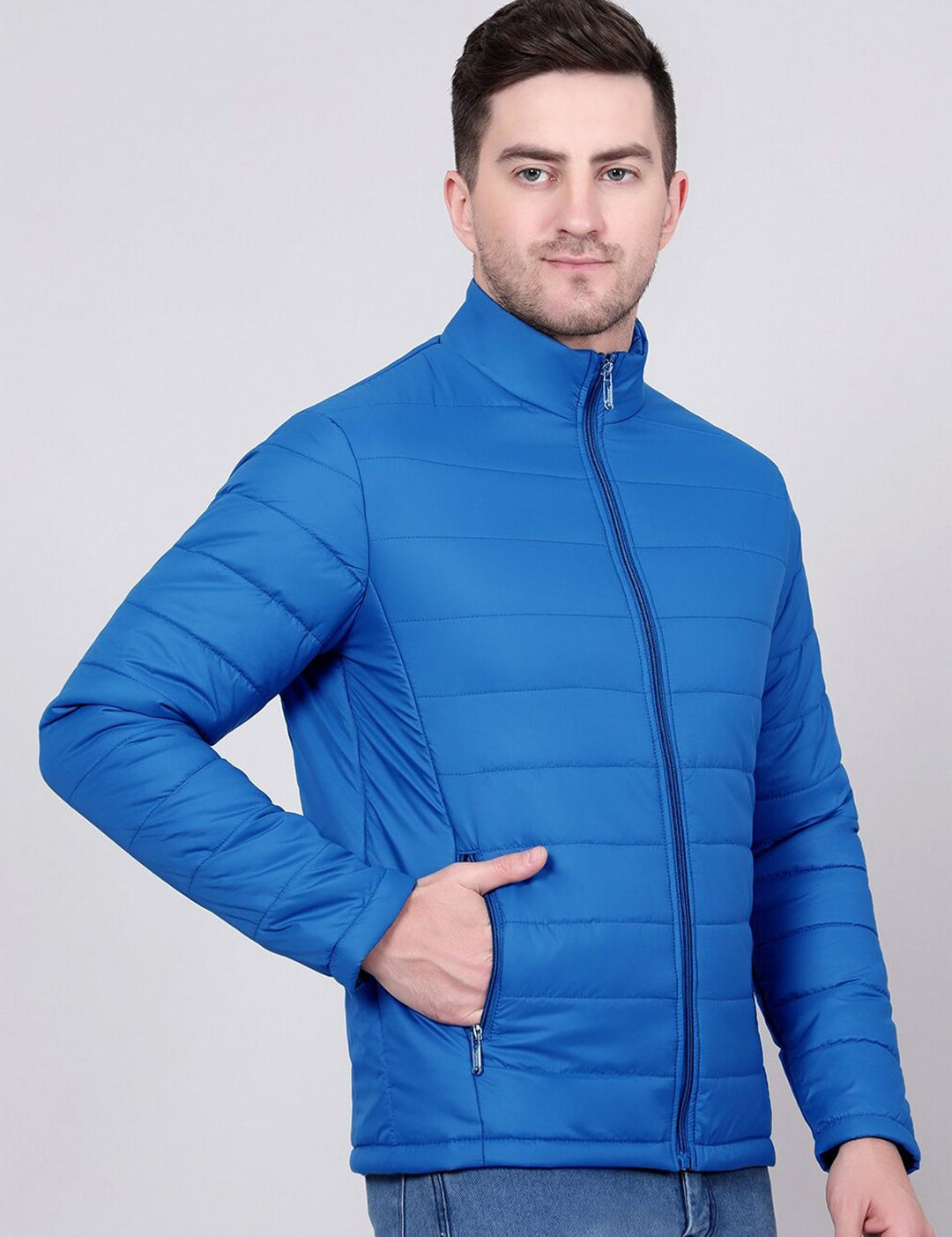 Kotty Blue Stand Collar Padded Jacket