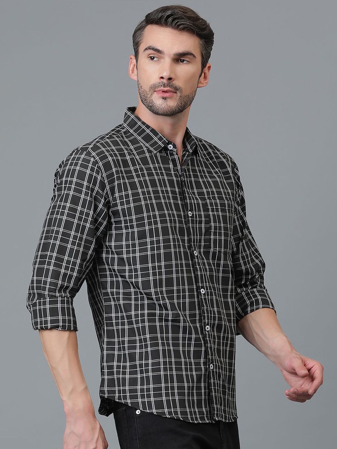 Kotty New Checked Spread Collar Casual Shirt