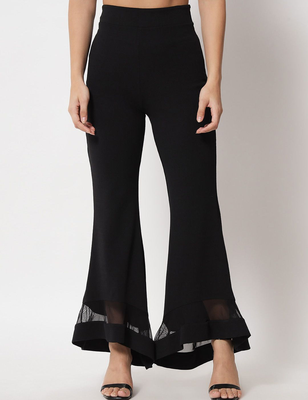 Kotty Women Relaxed Straight Leg Flared High-Rise Easy Wash Trousers