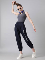 Kotty Women Typography Printed Cotton Relaxed-Fit Joggers