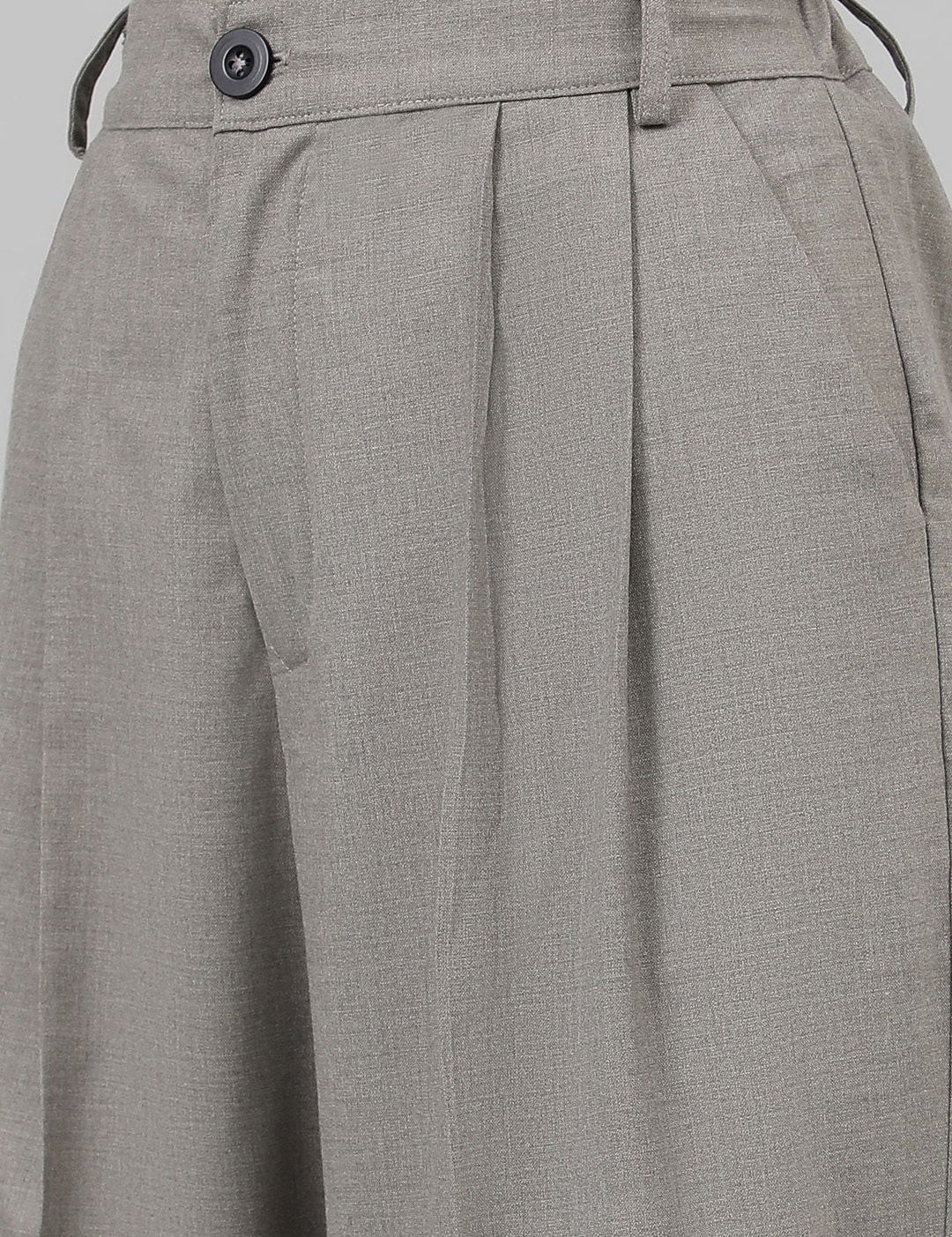 Kotty Grey Lapel Collar Crop Blazer With Trousers