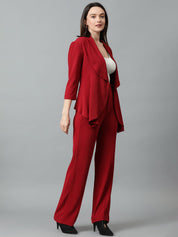 Kotty Maroon Shawl Neck Blazer & Trousers
