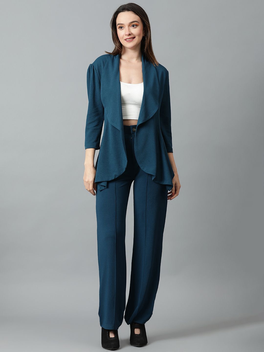 Kotty Teal Green Shawl Neck Blazer & Trousers