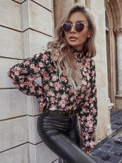 Kotty Women Black & Pink Floral Print Crepe Top
