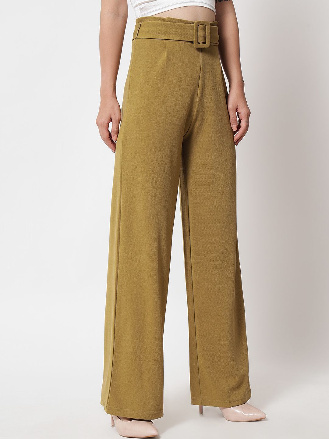 Kotty Women Pack Of 2 Relaxed High-Rise Straight Fit Easy Wash Pleated Trousers